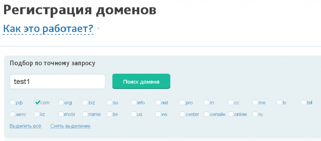 Выбор имени сайта (домена).